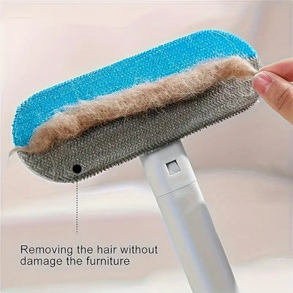 Upgraded Reusable Pet Hair Remover Brush – Extra-Long Handle Lint Cleaner for Dog & Cat Hair, Washable Multi-Surface Tool for Furniture, Bedding, Clothes & Car Interiors