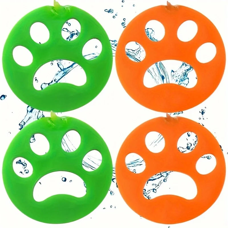 Effortless Pet Hair Removal: 4-Pack Double-Sided Silicone Cat Claw Washable Cleaning Tools for Clothes and Laundry
