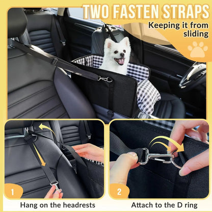 Must-Have Center Console Dog Car Seat - Anxiety Relief Small Pet Booster Seat, Ultra-Safe Armrest Dog Bed for Travel, Cozy & Secure Car Seat for Small Dogs & Cats
