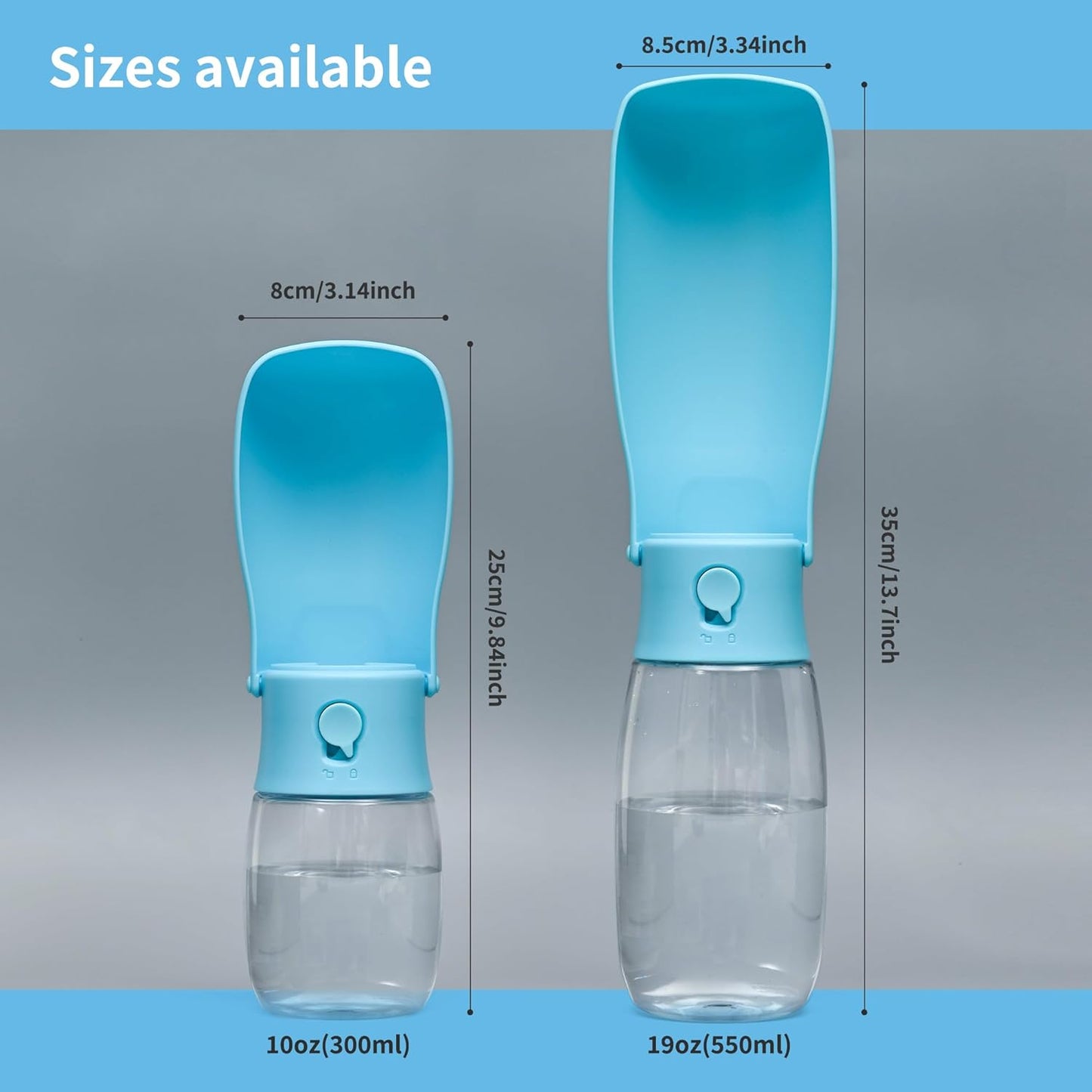 Portable Dog Water Bottle 19Oz Blue