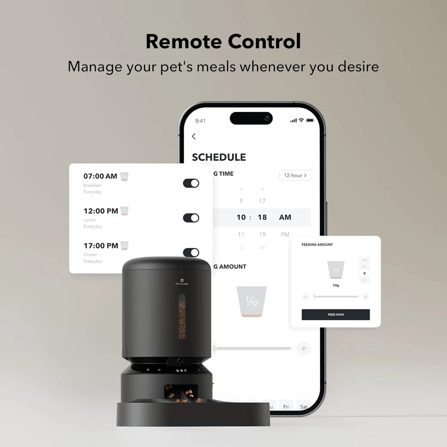 PETLIBRO Automatic Cat Feeder with Camera for Two Cats, 1080P HD Video with Night Vision, 5G Wifi Pet Feeder with 2-Way Audio for Cat & Dog, Low Food & Motion & Sound Alerts, Dual Tray, Black 5L PETLIBRO