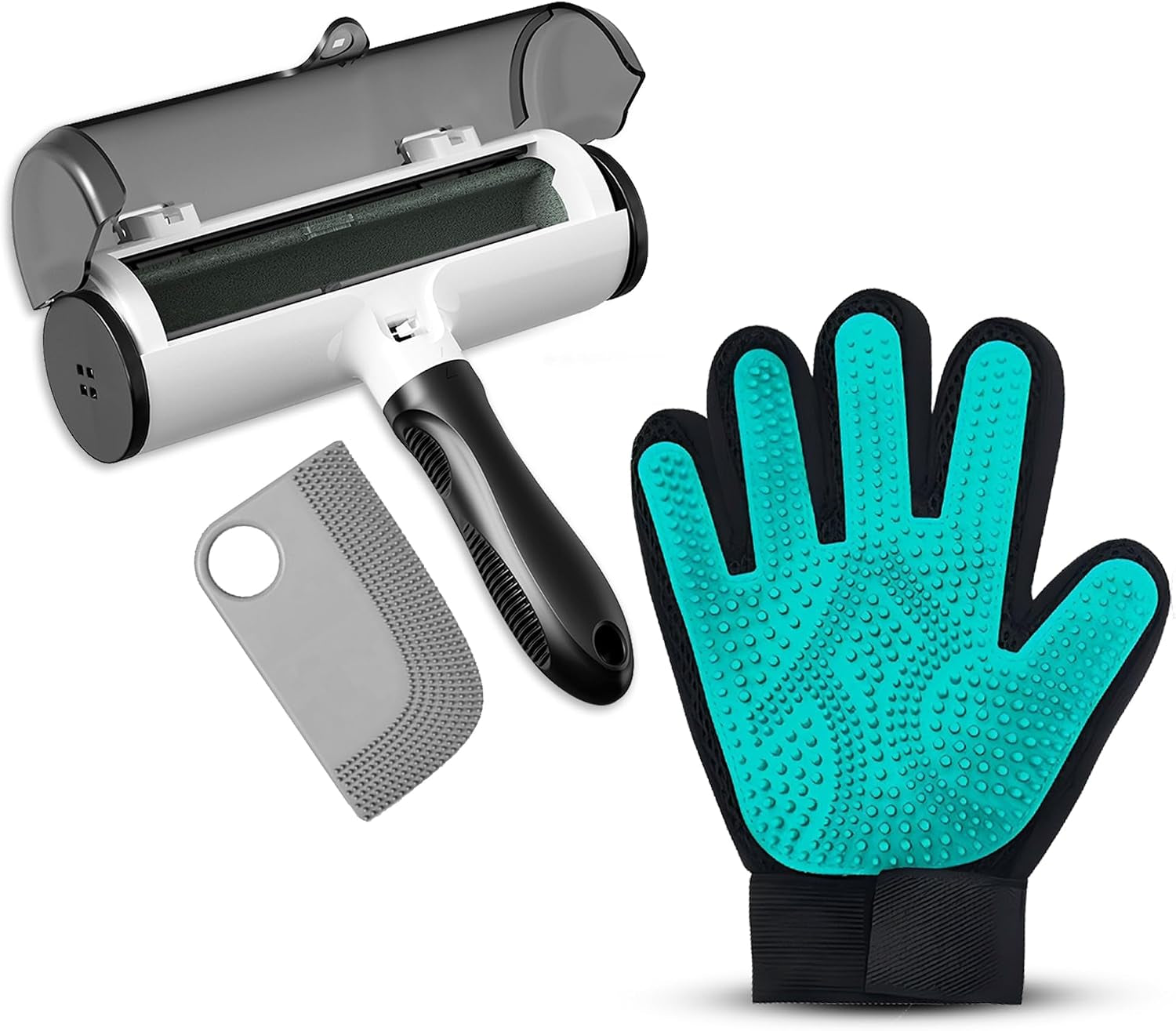Pet Hair Removal Glove for Dogs & Cats – Dog Grooming Gloves for Shedding, Pet Hair Remover Glove – Pet Grooming Gloves, Cat Grooming Gloves & Cat Brush Glove (Glove + Pet Hair Revomal Kit)