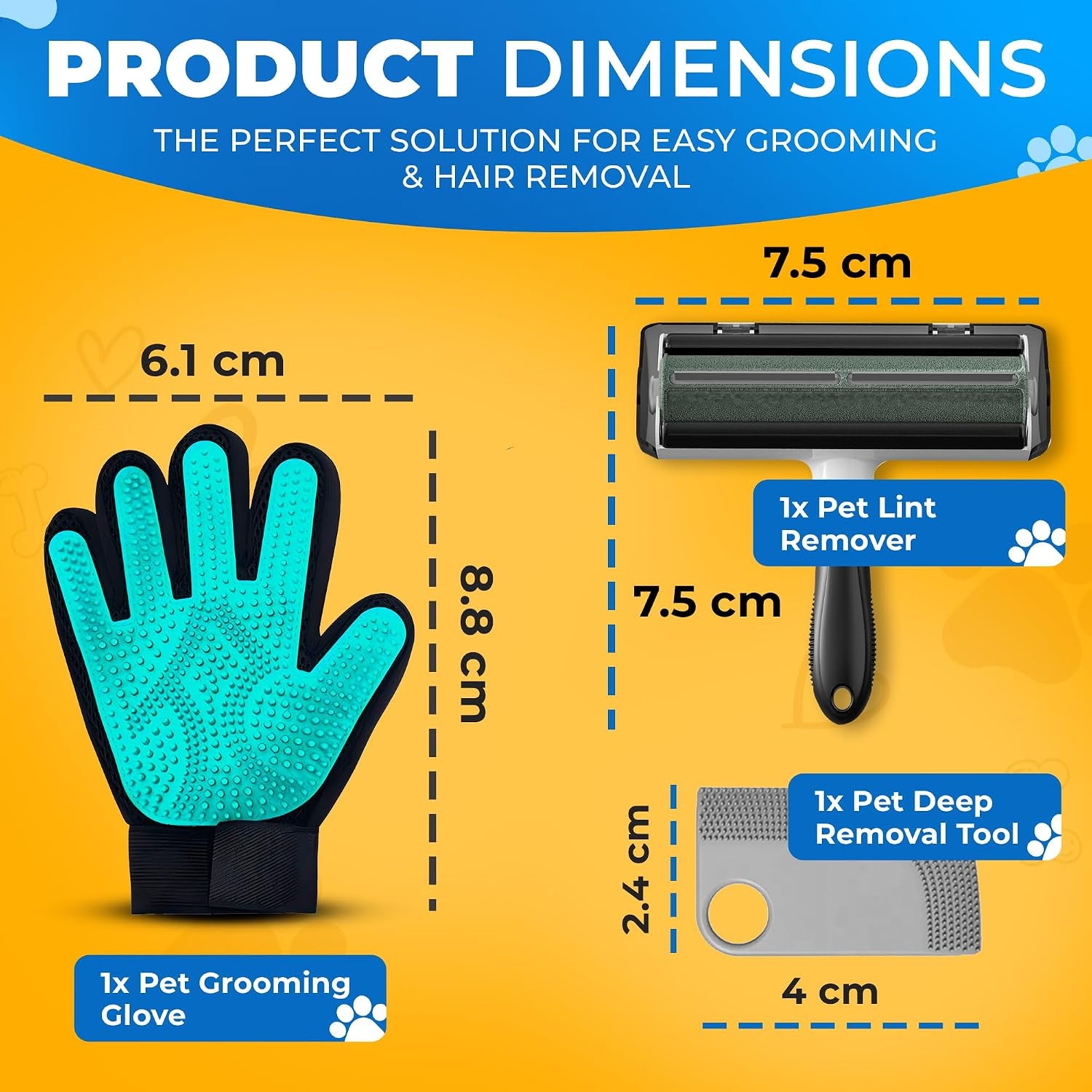 Pet Hair Removal Glove for Dogs & Cats – Dog Grooming Gloves for Shedding, Pet Hair Remover Glove – Pet Grooming Gloves, Cat Grooming Gloves & Cat Brush Glove (Glove + Pet Hair Revomal Kit)