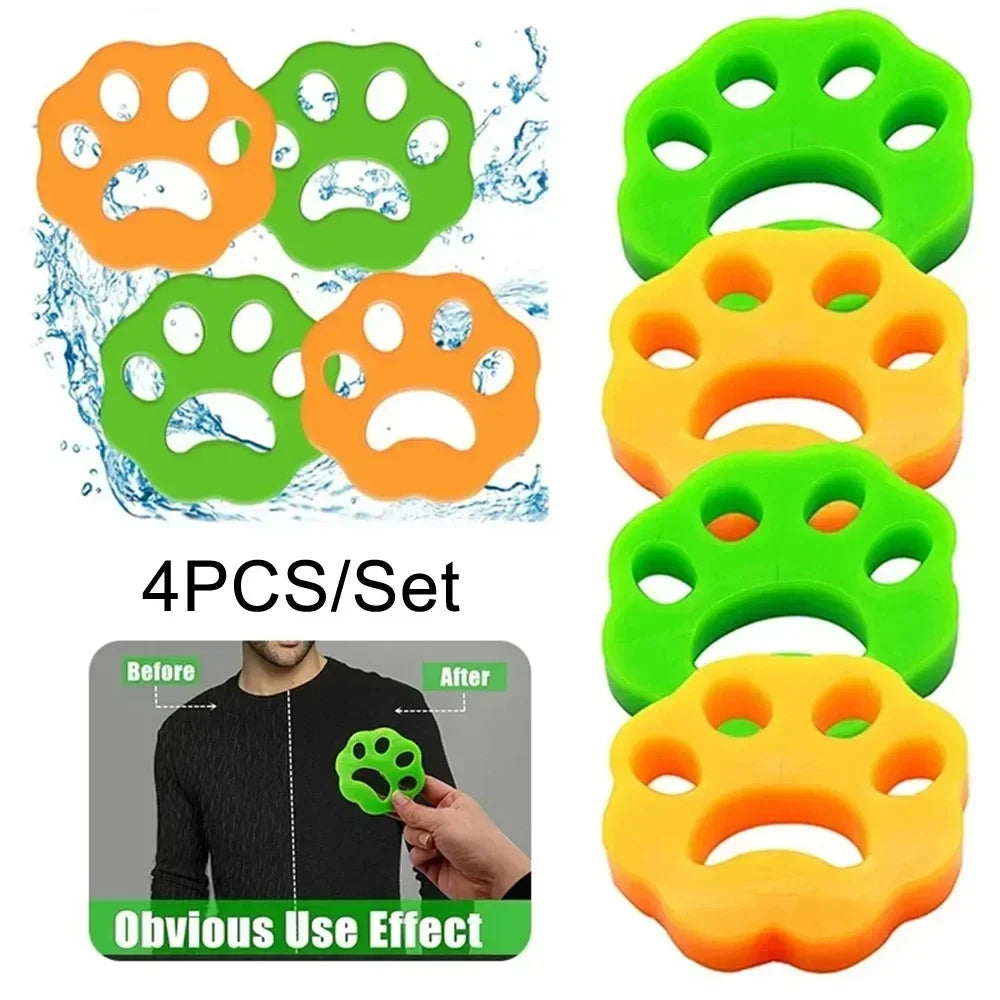 Effortless Pet Hair Removal: 4-Pack Double-Sided Silicone Cat Claw Washable Cleaning Tools for Clothes and Laundry
