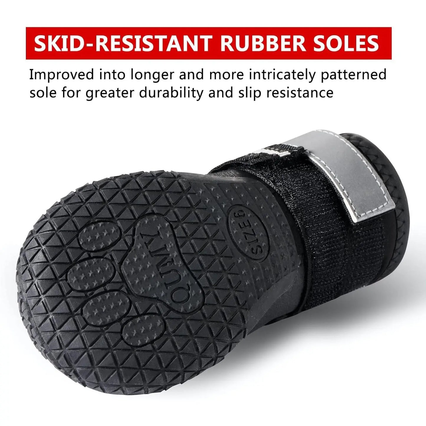 Durable Waterproof Dog Boots for Large & Medium Dogs - All-Season Paw Protectors for Snow, Rain, and Hot Pavement - Anti-Slip Sole, Size 8