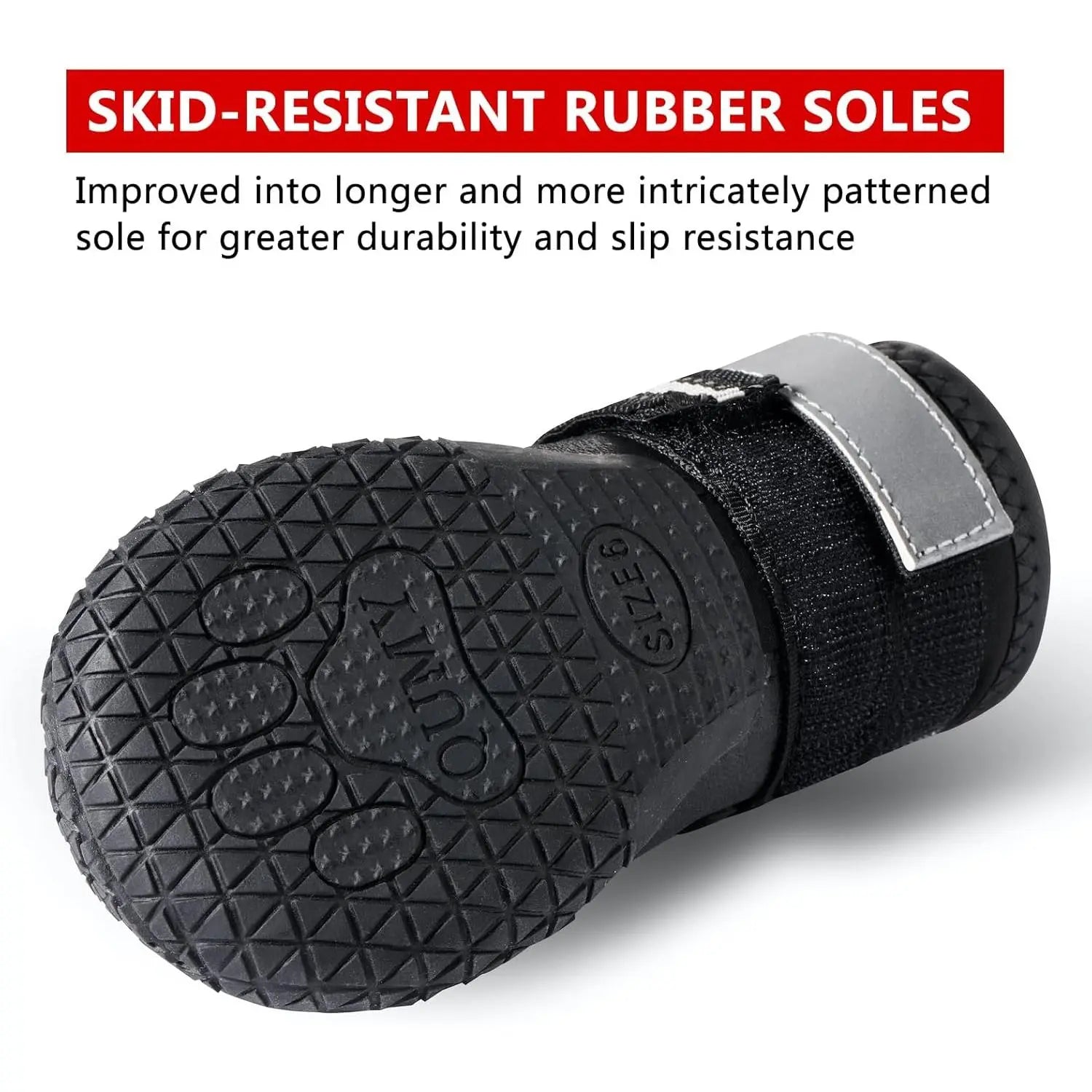 Durable Waterproof Dog Boots for Large & Medium Dogs - All-Season Paw Protectors for Snow, Rain, and Hot Pavement - Anti-Slip Sole, Size 8