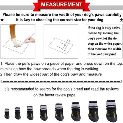 Durable Waterproof Dog Boots for Large & Medium Dogs - All-Season Paw Protectors for Snow, Rain, and Hot Pavement - Anti-Slip Sole, Size 8