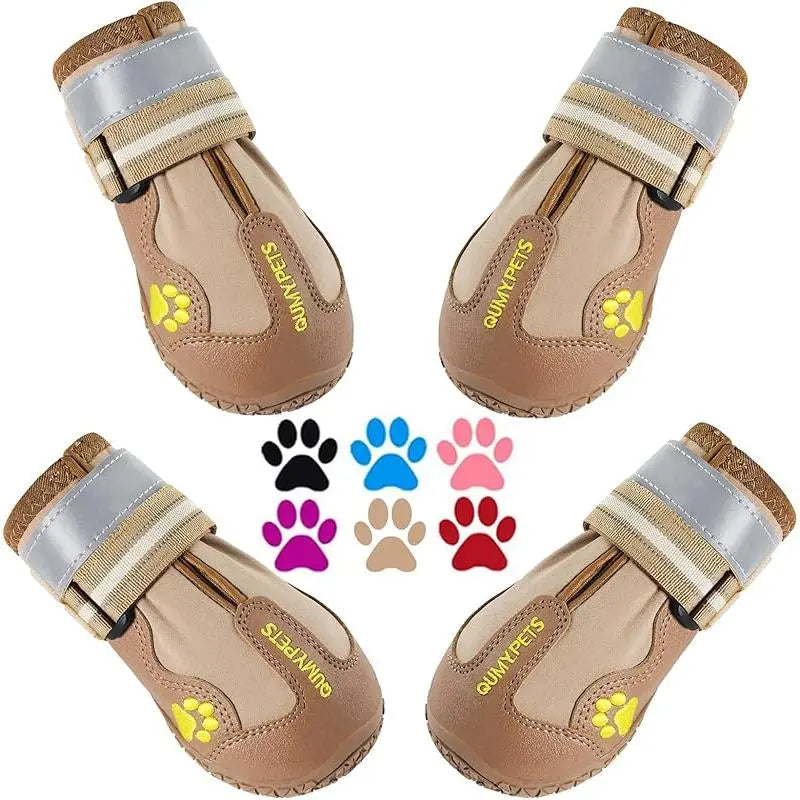 Durable Waterproof Dog Boots for Large & Medium Dogs - All-Season Paw Protectors for Snow, Rain, and Hot Pavement - Anti-Slip Sole, Size 8